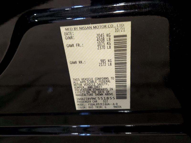 Aukcja sprzedaży 2022 Nissan Leaf, vin: 1N4AZ1BV9NC551855, numer aukcji: 58749416