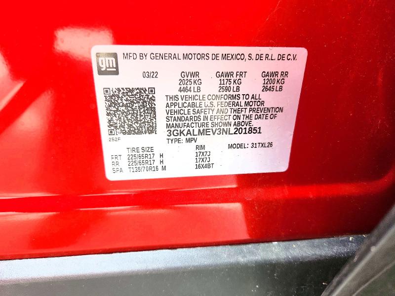 57891536 :رقم المزاد ، 3GKALMEV3NL201851 vin ، 2022 Gmc Terrain مزاد بيع