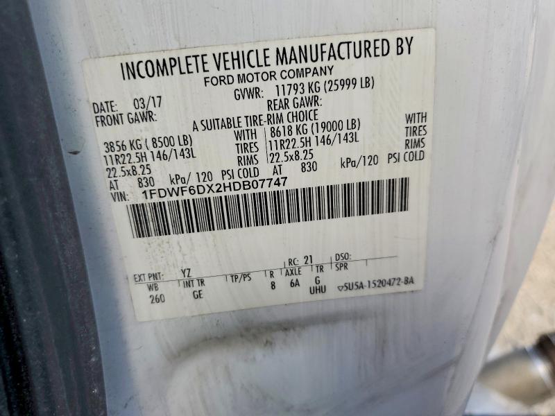 Продаж на аукціоні авто 2017 Ford F650, vin: 1FDWF6DX2HDB07747, номер лоту: 60892796