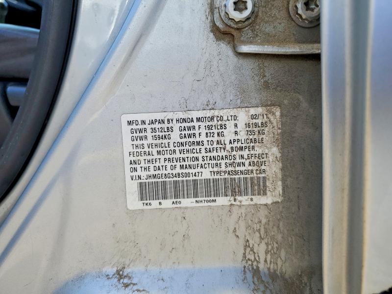 Auction sale of the 2011 Honda Fit, vin: JHMGE8G34BS001477, lot number: 56971856