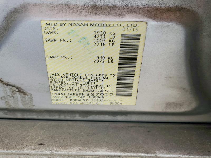 Продажа на аукционе авто 2015 Nissan Altima, vin: 1N4AL3AP9FN387917, номер лота: 85459535