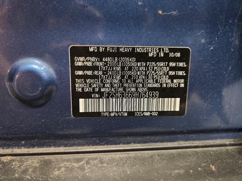 58693686 :رقم المزاد ، JF2SH63669H764939 vin ، 2009 Subaru Forester مزاد بيع