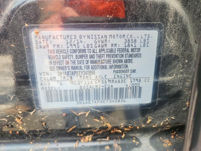 2014 Nissan Sentra მანქანა იყიდება აუქციონზე, vin: 3N1AB7APXEY340856, აუქციონის ნომერი: 58995176