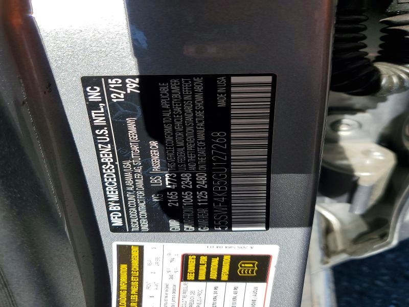 Aukcja sprzedaży 2016 Mercedes-benz C, vin: 55SWF4KB5GU127268, numer aukcji: 56976846