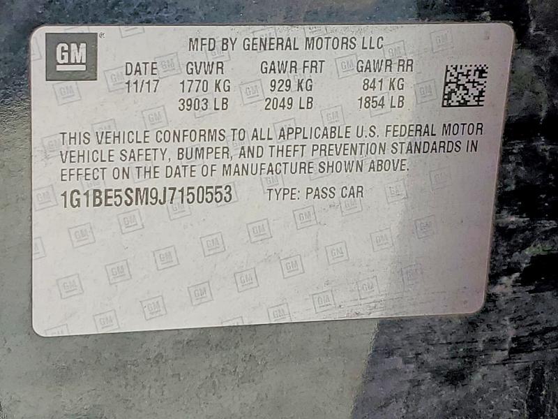2018 Chevrolet Cruze მანქანა იყიდება აუქციონზე, vin: 1G1BE5SM9J7150553, აუქციონის ნომერი: 58462246