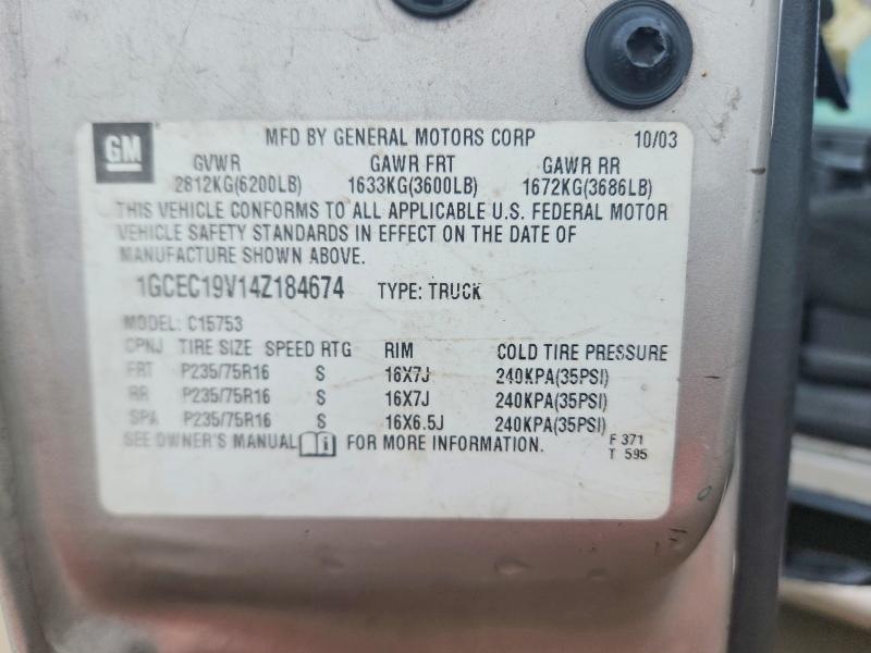 Aukcja sprzedaży 2004 Chevrolet Silverado, vin: 1GCEC19V14Z184674, numer aukcji: 55530436