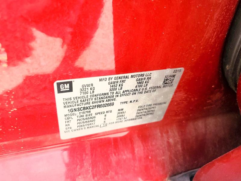Продаж на аукціоні авто 2015 Chevrolet Tahoe, vin: 1GNSCBKC2FR602669, номер лоту: 56194456