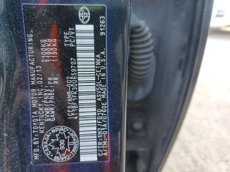 2013 Toyota Camry მანქანა იყიდება აუქციონზე, vin: 4T1BF1FK3DU659707, აუქციონის ნომერი: 55838996