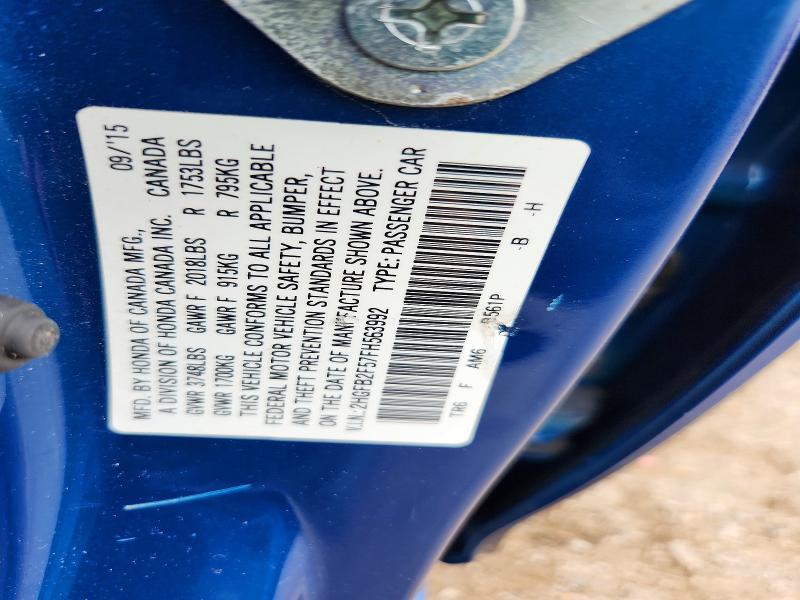 Продажа на аукционе авто 2015 Honda Civic, vin: 2HGFB2F57FH563992, номер лота: 57780546