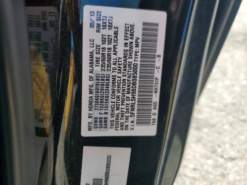 Auction sale of the 2013 Honda Odyssey, vin: 5FNRL5H98DB085000, lot number: 56654286