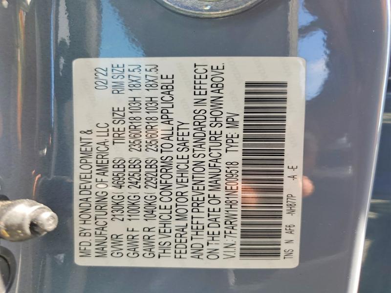 Aukcja sprzedaży 2022 Honda Cr-v, vin: 7FARW1H81NE009518, numer aukcji: 54658746