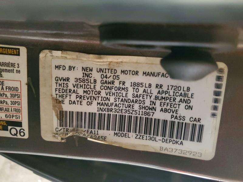 Продажа на аукционе авто 2005 Toyota Corolla, vin: 1NXBR32E35Z511867, номер лота: 57189036