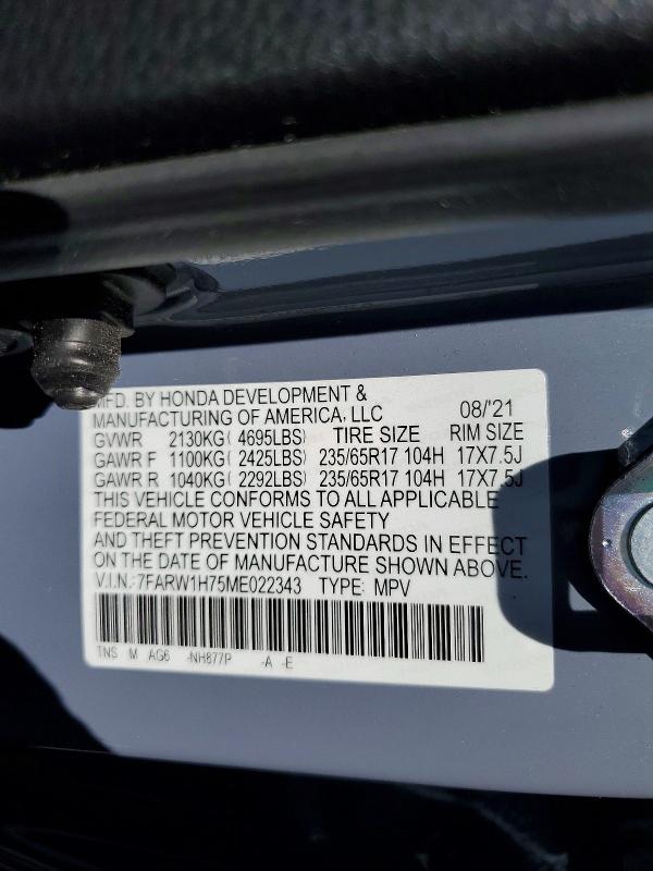 Aukcja sprzedaży 2021 Honda Cr-v, vin: 7FARW1H75ME022343, numer aukcji: 57867596