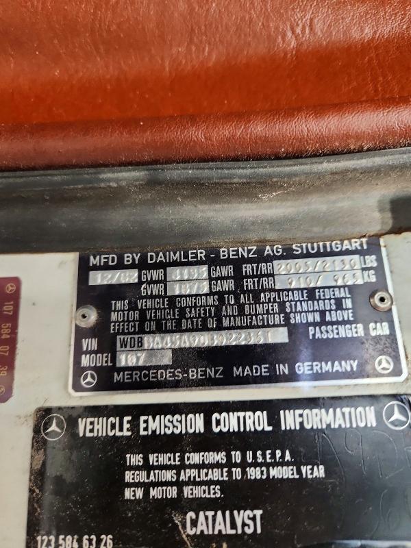 Продажа на аукционе авто 1983 Mercedes-benz 380, vin: WDBBA45A9DB022361, номер лота: 56247676