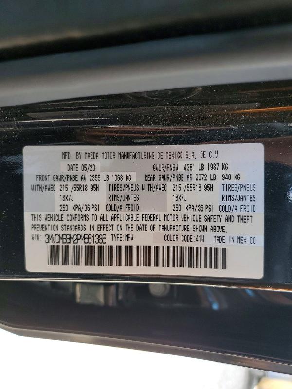 2023 Mazda Cx-30 მანქანა იყიდება აუქციონზე, vin: 3MVDMBBM2PM561386, აუქციონის ნომერი: 56439156