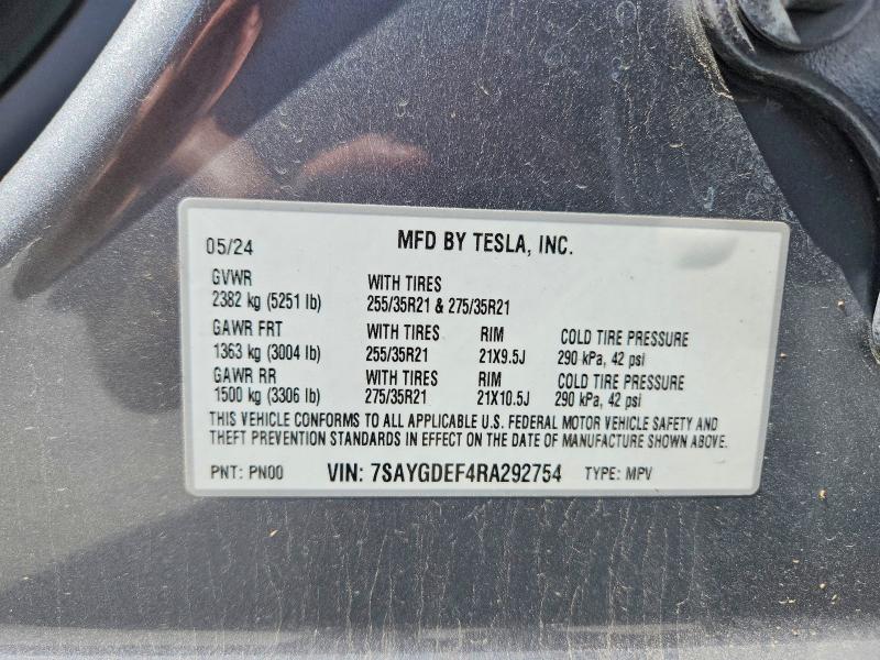 Aukcja sprzedaży 2024 Tesla Model Y, vin: 7SAYGDEF4RA292754, numer aukcji: 55957916