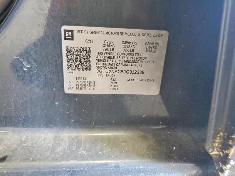 Продаж на аукціоні авто 2018 Gmc Sierra, vin: 3GTU2NEC5JG312338, номер лоту: 56891396
