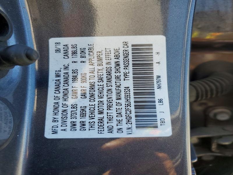 Aukcja sprzedaży 2018 Honda Civic, vin: 2HGFC2F56JH593524, numer aukcji: 55795136