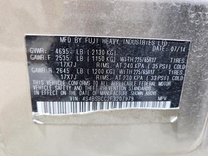 Продажа на аукционе авто 2015 Subaru Outback, vin: 4S4BSBCC2F3207979, номер лота: 56945176