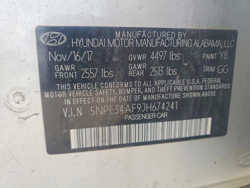 Продажа на аукционе авто 2018 Hyundai Sonata, vin: 5NPE34AF9JH674241, номер лота: 41657676