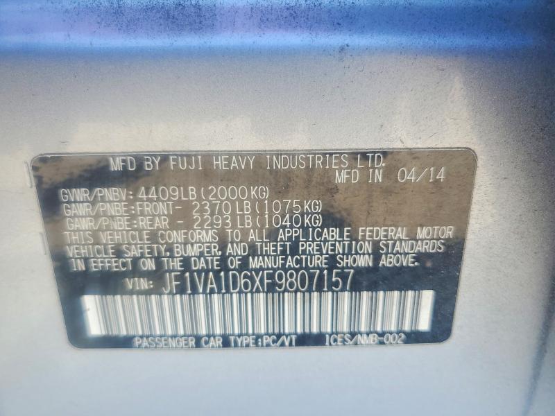 Aukcja sprzedaży 2015 Subaru Wrx, vin: JF1VA1D6XF9807157, numer aukcji: 57765226