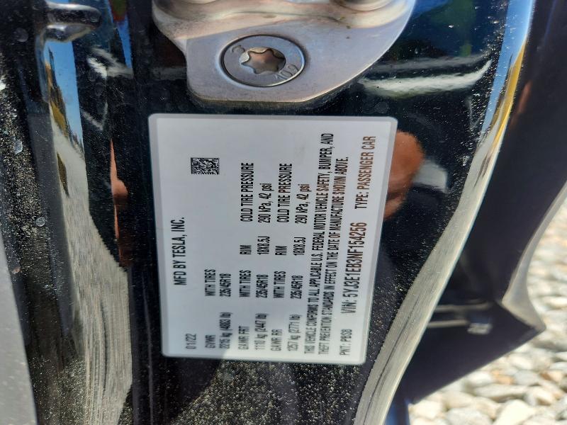 57089646 :رقم المزاد ، 5YJ3E1EB3NF154256 vin ، 2022 Tesla Model 3 مزاد بيع