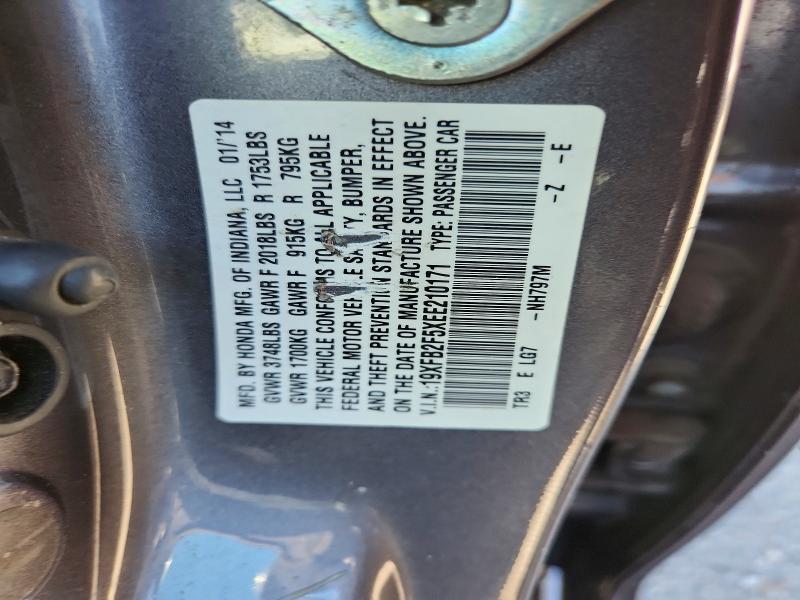 Продаж на аукціоні авто 2014 Honda Civic, vin: 19XFB2F5XEE210171, номер лоту: 57253166