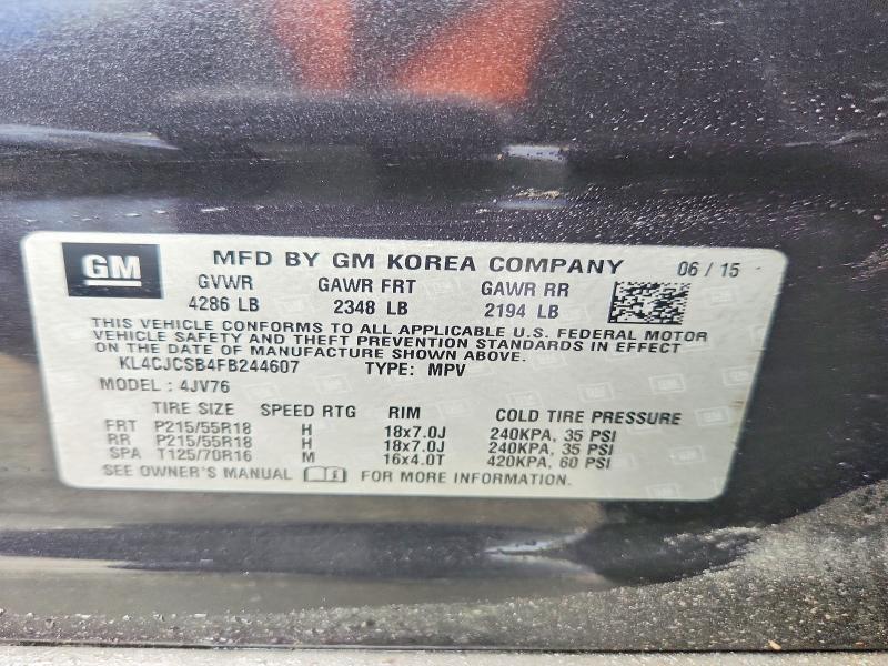 55313326 :رقم المزاد ، KL4CJCSB4FB244607 vin ، 2015 Buick Encore مزاد بيع