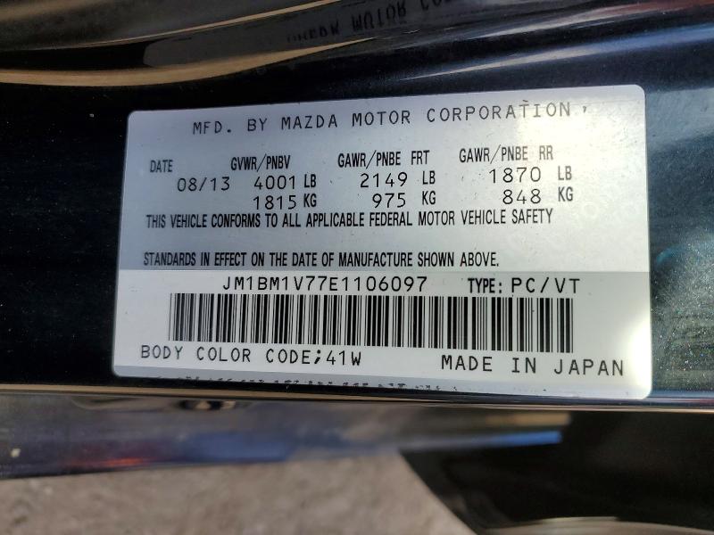 Aukcja sprzedaży 2014 Mazda 3, vin: JM1BM1V77E1106097, numer aukcji: 58478916