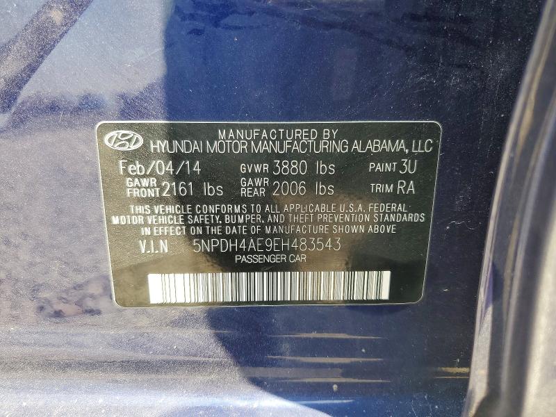 Продажа на аукционе авто 2014 Hyundai Elantra, vin: 5NPDH4AE9EH483543, номер лота: 58467896
