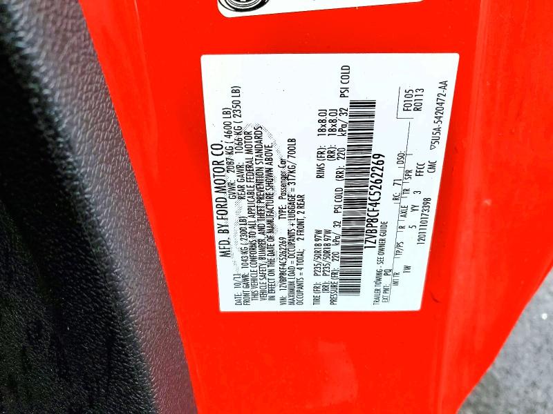 Продажа на аукционе авто 2012 Ford Mustang, vin: 1ZVBP8CF4C5262269, номер лота: 56515656