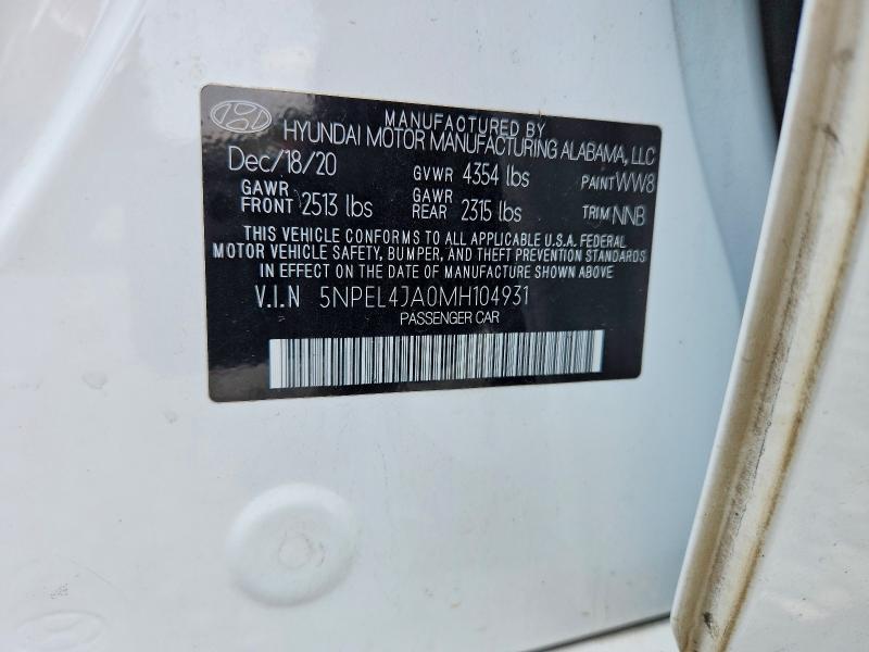 Продаж на аукціоні авто 2021 Hyundai Sonata, vin: 5NPEL4JA0MH104931, номер лоту: 55580716