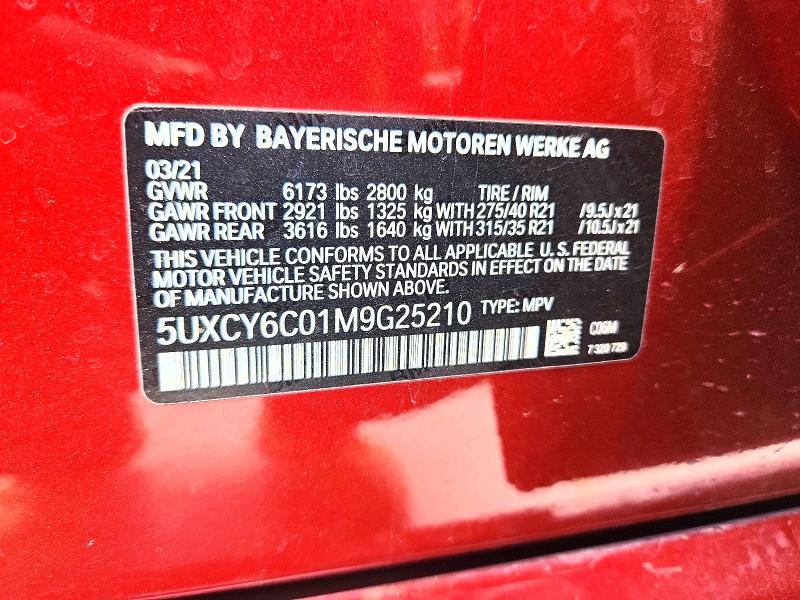Продажа на аукционе авто 2021 Bmw X6, vin: 5UXCY6C01M9G25210, номер лота: 55716796
