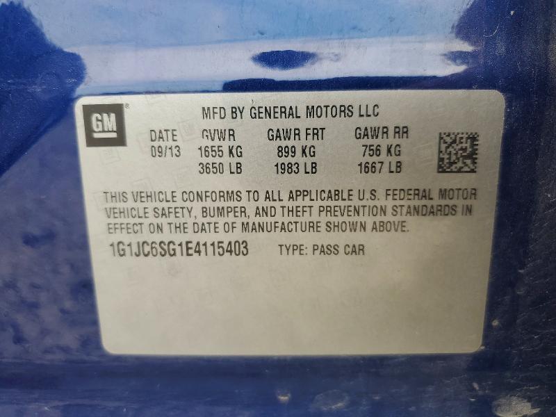Продажа на аукционе авто 2014 Chevrolet Sonic, vin: 1G1JC6SG1E4115403, номер лота: 58374876