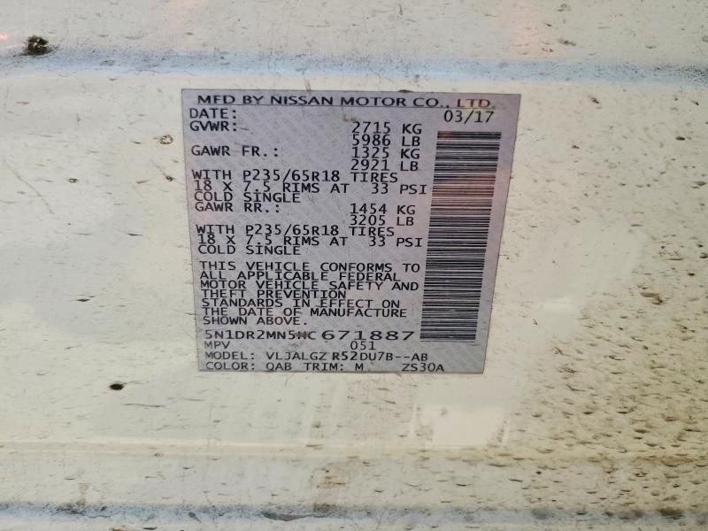 Aukcja sprzedaży 2017 Nissan Pathfinder, vin: 5N1DR2MN5HC671887, numer aukcji: 57836916