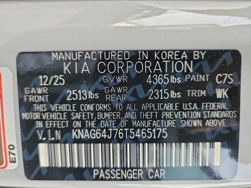 Продаж на аукціоні авто 2026 Kia K5, vin: KNAG64J76T5465175, номер лоту: 56648086