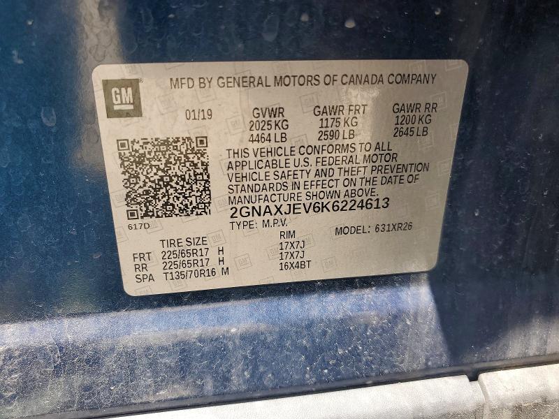 Продажа на аукционе авто 2019 Chevrolet Equinox, vin: 2GNAXJEV6K6224613, номер лота: 55421146