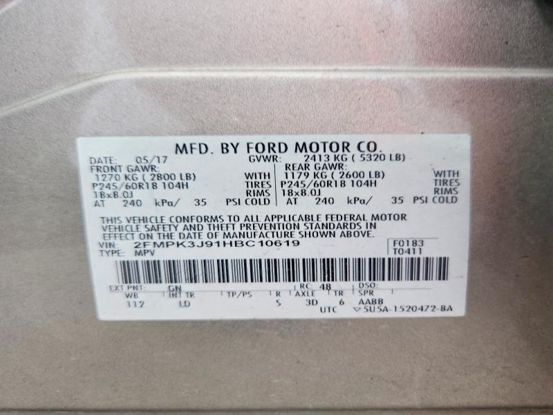Aukcja sprzedaży 2017 Ford Edge, vin: 2FMPK3J91HBC10619, numer aukcji: 57847016