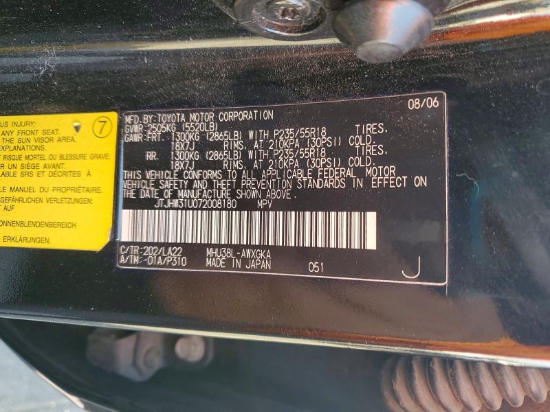 Aukcja sprzedaży 2007 Lexus Rx, vin: JTJHW31U072008180, numer aukcji: 56281406