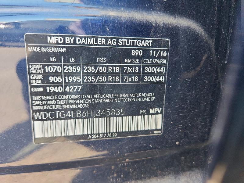 55649176 :رقم المزاد ، WDCTG4EB6HJ345835 vin ، 2017 Mercedes-benz Gla مزاد بيع