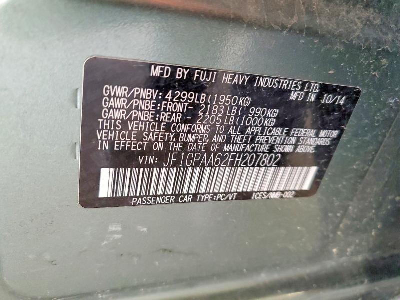 Продаж на аукціоні авто 2015 Subaru Impreza, vin: JF1GPAA62FH207802, номер лоту: 58743316