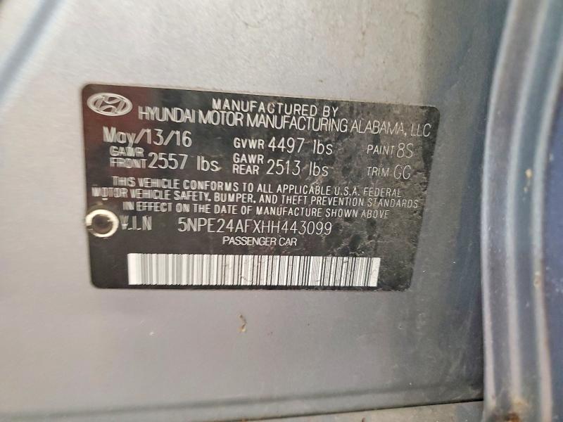 56092436 :رقم المزاد ، 5NPE24AFXHH443099 vin ، 2017 Hyundai Sonata مزاد بيع