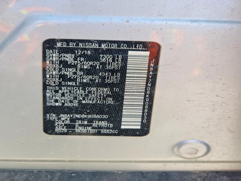 Продажа на аукционе авто 2019 Nissan Armada, vin: JN8AY2ND8K9088030, номер лота: 59149206