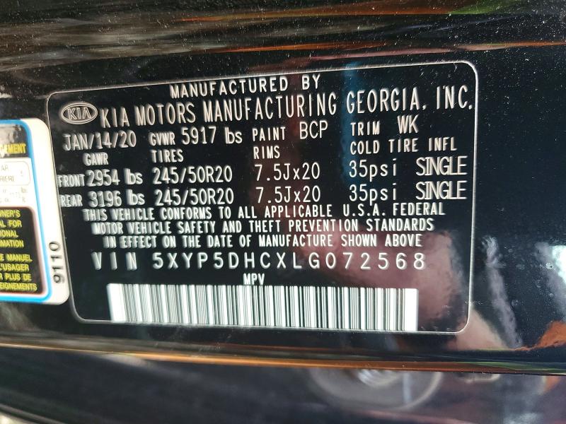 56678136 :رقم المزاد ، 5XYP5DHCXLG072568 vin ، 2020 Kia Telluride مزاد بيع