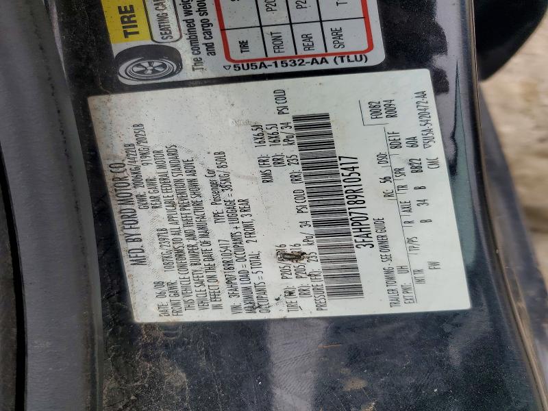 Aukcja sprzedaży 2009 Ford Fusion, vin: 3FAHP07189R105417, numer aukcji: 57998396