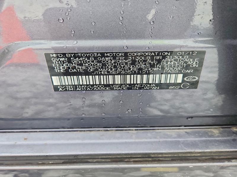 Aukcja sprzedaży 2012 Lexus Ls, vin: JTHBL5EF4C5111215, numer aukcji: 57209736