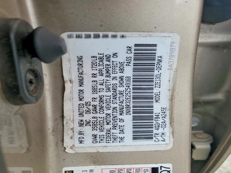 56371086 :رقم المزاد ، 1NXBR32E25Z549168 vin ، 2005 Toyota Corolla مزاد بيع
