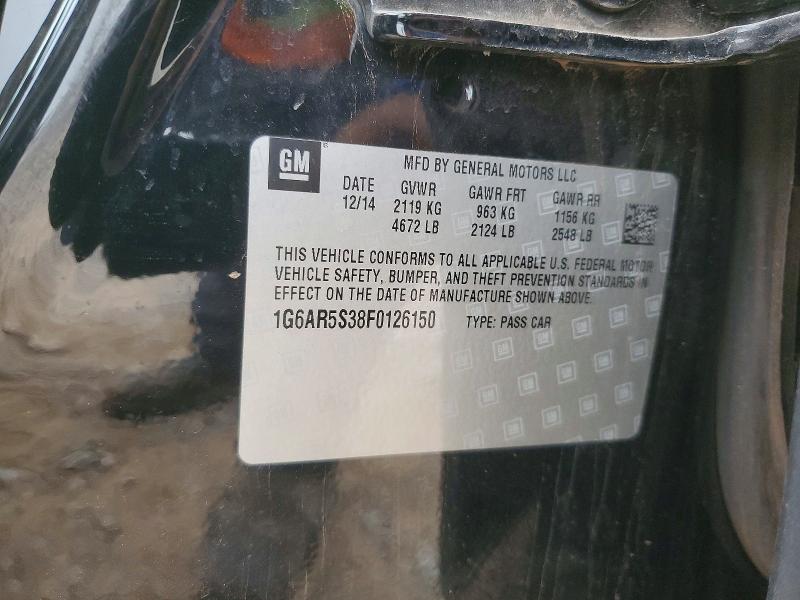 57350506 :رقم المزاد ، 1G6AR5S38F0126150 vin ، 2015 Cadillac Cts مزاد بيع