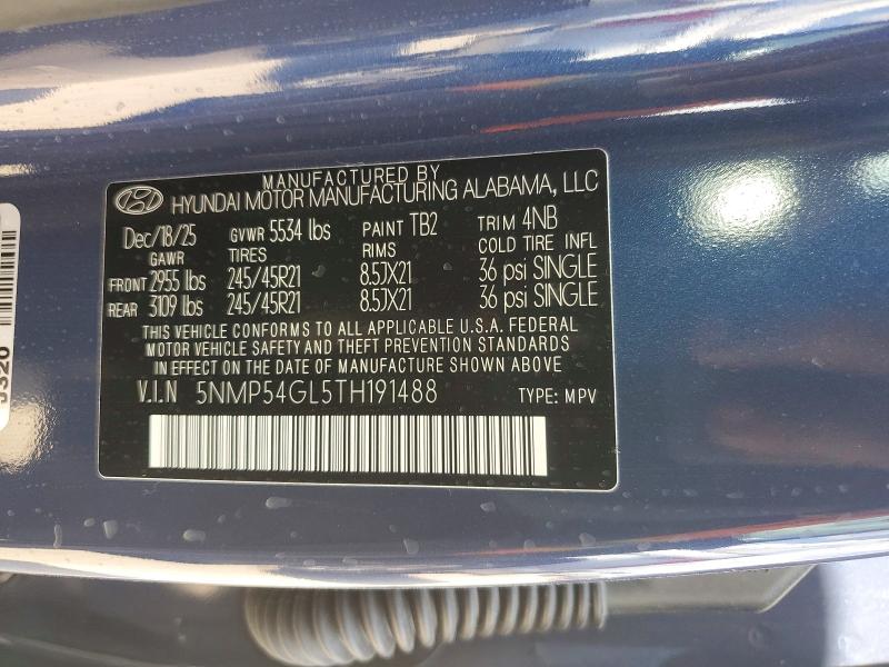 2026 Hyundai Santa Fe მანქანა იყიდება აუქციონზე, vin: 5NMP54GL5TH191488, აუქციონის ნომერი: 56964716