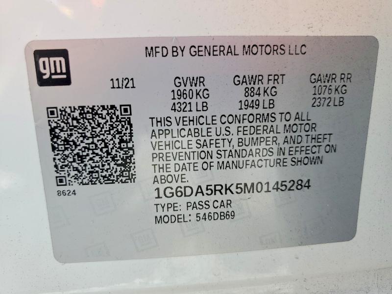 2021 Cadillac Ct4 მანქანა იყიდება აუქციონზე, vin: 1G6DA5RK5M0145284, აუქციონის ნომერი: 58883176